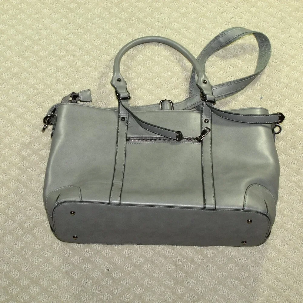 ZMSNOW Womens Laptop Tote Handbag Gray Synthetic Leather 16 X 11